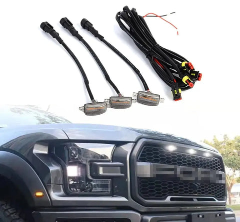 3X Led White Raptor Grille Running Lights Kit For Chevy Silverado 1500 2500 3500 EB-DRP