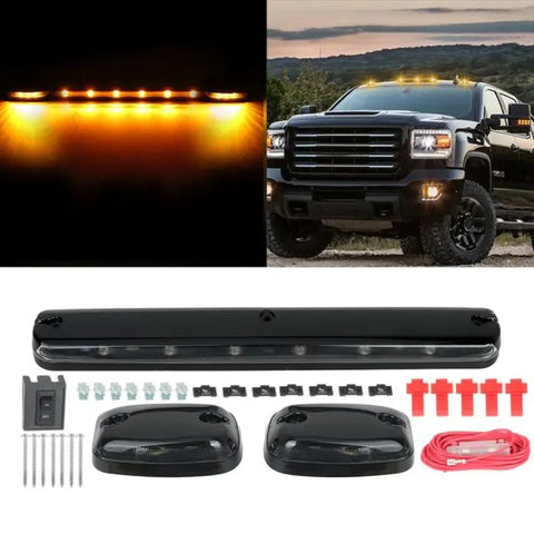 3x Clear amber 12 led top lights 09-15 Chevy Silverado GMC 1500-5500 ECCPP