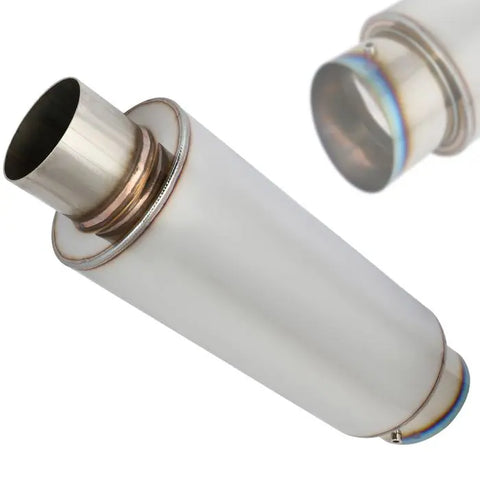 4" N1 Titanium Burnt Slant Tip Weld On Exhaust Muffler 3" Inlet 19" Long+Silencer T304 Stainless Steel ECCPP