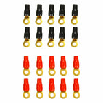 4 AWG Wire Crimp Cable 4 Gauge Ring Terminal 20 Pack Red&Black Boots F1 RACING
