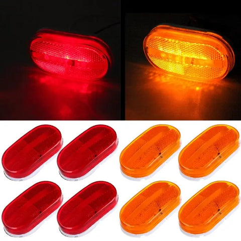 4 Amber&4 Red Oval 12V DUALLY BED Side Marker Lights Lamp Trailer Camper Truck ECCPP