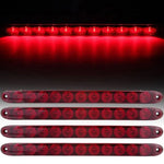 4 Pcs 15" Red LED Trailer Light Bar Red Lens 11 Super Diodes Surface Mount 12V Freightliner Kenworth Peterbilt ECCPP