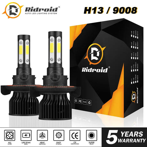4-Sides H13 9008 Led Headlight Bulb For Ford F-150 2004-2014 High Low Beam 6000K EB-DRP