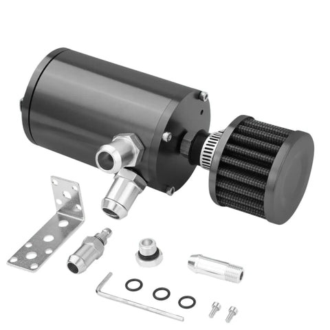 4.1"X2.4" Universal Gun Metal Aluminum Oil Catch Can Reservoir 100Ml+Air Filter DNA MOTORING
