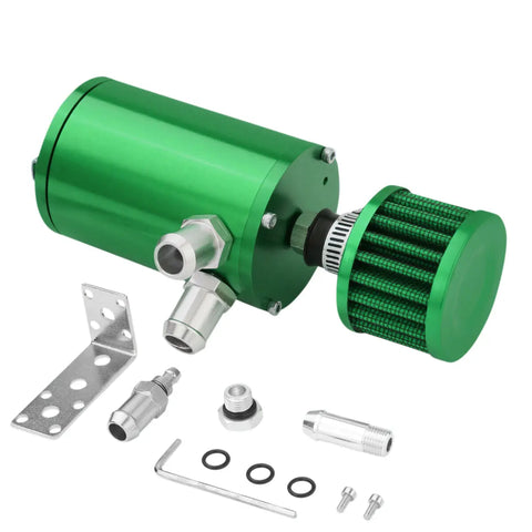 4.1"X2.4"Universal Green Aluminum Oil Catch Can Reservoir 100Ml+Breather Filter DNA MOTORING