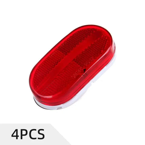 4PCS LED Oval Side Marker Light Truck Trailer Red Snap-on Lens With White Base Surface Mount 6 Diodes LED ECCPP