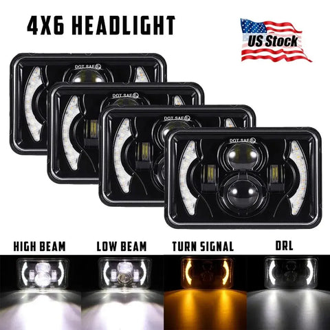 4Pc 4X6" Sealed Led Headlights Drl For Freightliner Classic Fld120 Xl Semi Truck EB-DRP