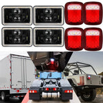 4X 4X6'' Led Headlights +4X Tail Lights For Peterbilt 379 378 Freightliner Fld12 EB-DRP