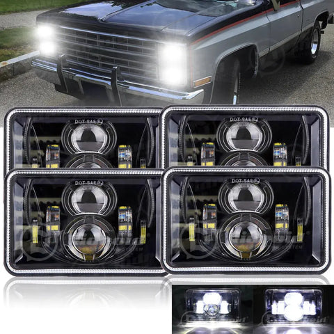 4X 4X6 Hi-Lo Led Headlights For 1981 1982 1983 1984 1985 1986 Chevy C10 Trucks EB-DRP