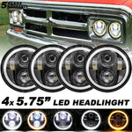 4X 5.75" 5-3/4 H5001 H5006 Led Halo Projector Headlight For Peterbilt 359 379 EB-DRP
