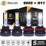 4X 9005 H11 Led Headlight Bulbs Conversion Kit High Low Beam Combo White 6000K EB-DRP