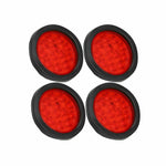 4x 12 LED 4" Round Truck Trailer RV Brake Stop Turn Tail Rubber Light Red F1 RACING