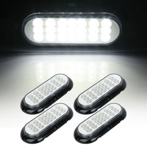 4x 6" 21 led white 4 holes RED side marker indicator lights 12v universal ECCPP