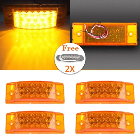 4x Amber 6" clearance Side Marker Trailer Light 20 LED Sealed+ free marker light ECCPP