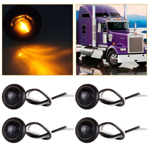 4x Amber Mini Round Off-road SUV Pickup Side Marker Identification Light 1'' 12v ECCPP