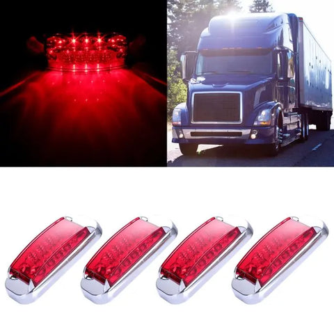 4x Red 16LED Side Marker Lorry/ Van/ Caravan Rectangular Chromed Well-made ECCPP