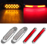 4x Red 21 Led Side Marker chromed Van Truck Trailer + 2x 16 led amber lights ECCPP