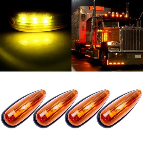 4x Roof Cab Clearance Light Side Marker 3 Led Amber Trailer Truck lamps ECCPP