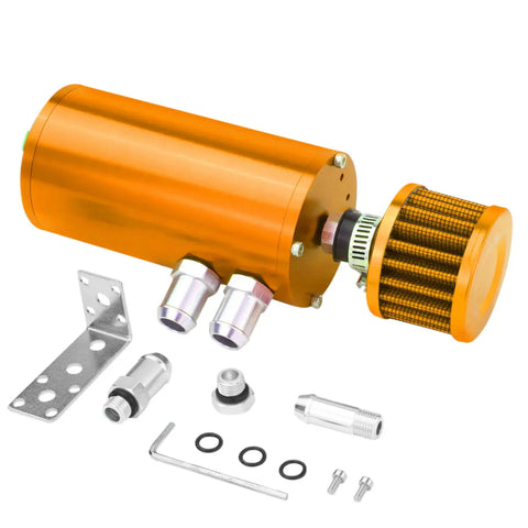5.5"X2.4"Universal Orange Aluminum Oil Catch Can Reservoir 140Ml+Breather Filter DNA MOTORING