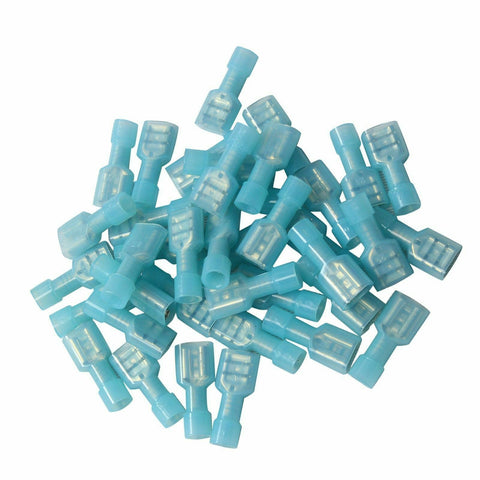 50X 1/4" Blue Fully Insulate Female Electrical Spade Crimp Connector Terminal F1 RACING