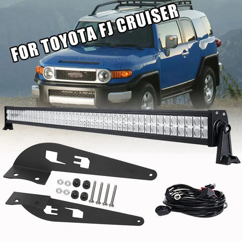 52"Inch Led Light Bar + Roof Mounting Brackets For For Toyota Fj Cruiser 2007-14 EB-DRP