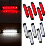 5Red,5White 3.8'' 6Led Side Marker Indicators Light Truck Trailer Bus Van Sealed ECCPP
