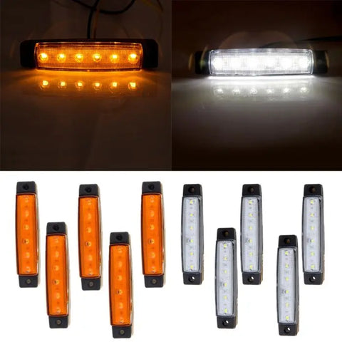 5White,5Yellow Bus Trailer Van Truck Indicator Light Side Marker Sealed 2Wire ECCPP