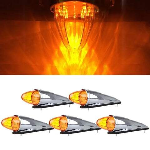 5X 10.25" 17Diodes Amber Led Torpedo Cab Marker Lights Peterbilt semi Truck ECCPP