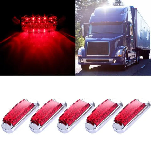 5X 16LED Chromed Lorry Van Caravan Tail/Turn/Signal Light Red Side Marker ECCPP