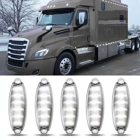 5X White Led Raised Roof Clearance Marker Lights For Freightliner Cascadia Truck EB-DRP