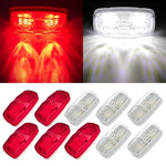 5X red LED side brake 12 led light Pickup Truck Lorry +5X white 4 inch ECCPP