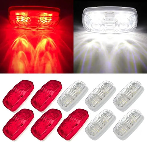 5X red LED side brake 12 led light Pickup Truck Lorry +5X white 4 inch ECCPP