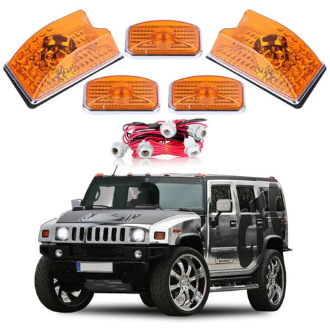 5pcs Amber Cab Marker Driving Light Len&Red 1" Round LED Light(For:03-09 Hummer) ECCPP