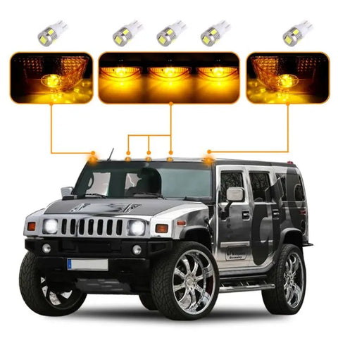 5pcs Amber Cab Marker Running Light lens&5x 6-5730 White bulb(For:03-08 Hummer) ECCPP