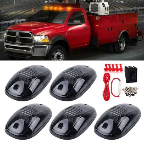 5pcs Smoke Cab Marker Amber 12 Led Lights&Wiring(For:03-18 Dodge Ram 2500) ECCPP
