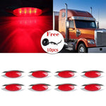 5x 6.5'' 4led Red Side Marker Light Peterbilt Chrome Bezel Oval+ amber light ECCPP