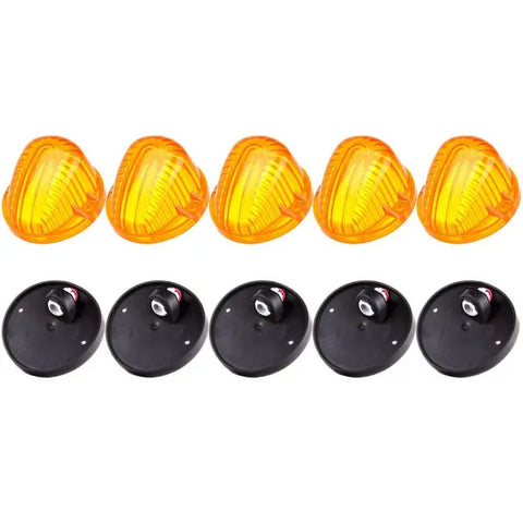 5x Amber Round Cab Marker Light 9069A Cover Lens 1973-1991 Chevrolet + base ECCPP