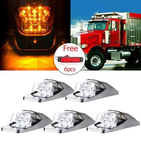 5x fast ship 7 LED 12V Truck Trailer cab roof marker + free red side marker lamp ECCPP