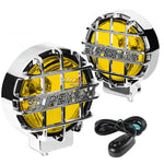6"Round Chrome Yellow Fog Light/Offroad Super 4X4 Guard Work Lamp+Switch+Bezel DNA MOTORING