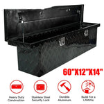 60"X12"X14" Black Aluminum Pickup Truck Trunk Bed Tool Box Trailer Storage+Lock BLACKHORSERACING