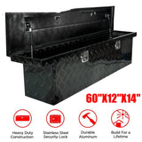 60"X12"X14" Black Aluminum Pickup Truck Trunk Bed Tool Box Trailer Storage+Lock BLACKHORSERACING