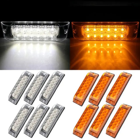 6x 12 LED 8 inch amber side signal light Pickup Truck Lorry boat +6X white ECCPP