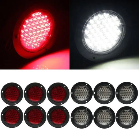 6x 5.6" 40 led RED +6x white turn signal tail lamps Semi Truck & Trailer ECCPP