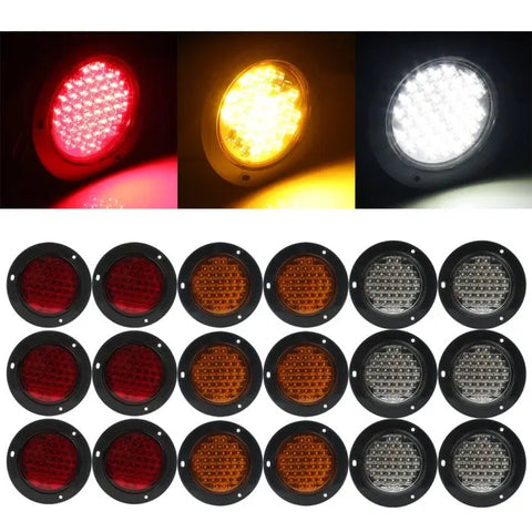 6x 5.6" 40 led RED+6x AMBER+6x white tail turn side marker light Truck/Boat ECCPP