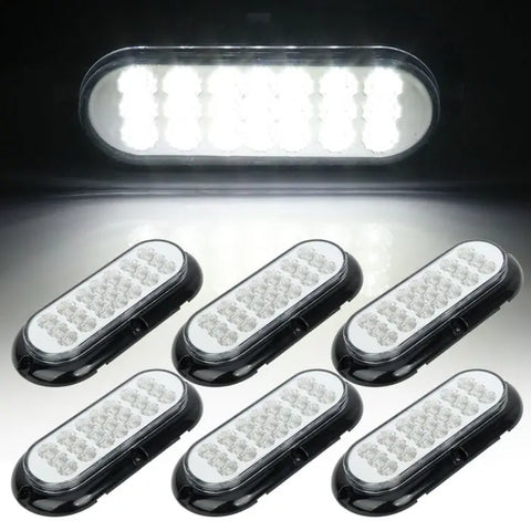 6x 6" 21 led white 4 holes side marker turn tail signal brake light durable ECCPP