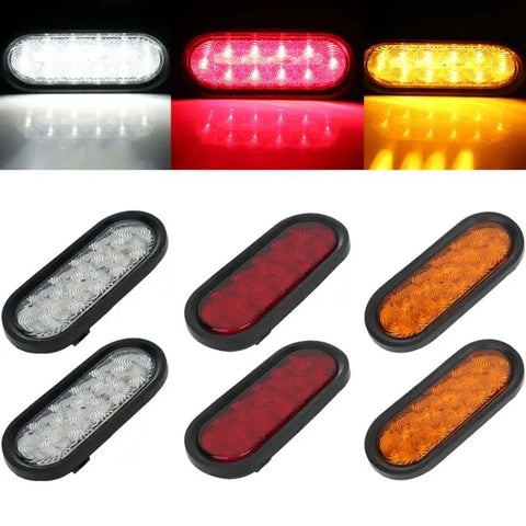 6x 6" 21 led white Rubber+ red + amber sealed tail turn side marker light ECCPP