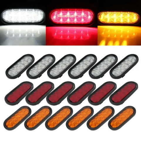 6x 6" 21 led white Rubber+6x red+6x amber indicator tail side marker light ECCPP