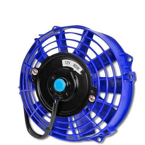7" 12V ELECTRIC SLIM PUSH/PULL BLUE ENGINE BAY COOLING/RADIATOR FAN+MOUNTING KIT DNA MOTORING