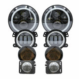 7" LED Headlight+4" Fog Light+Turn Signal+Fender Lamp For Jeep Wrangler 07-18 JK F1 RACING