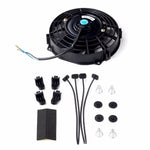 7"ELECTRIC RADIATOR FAN HIGH 600+CFM THERMOSTAT WIRING SWITCH RELAY KIT BLACK F1 Racing